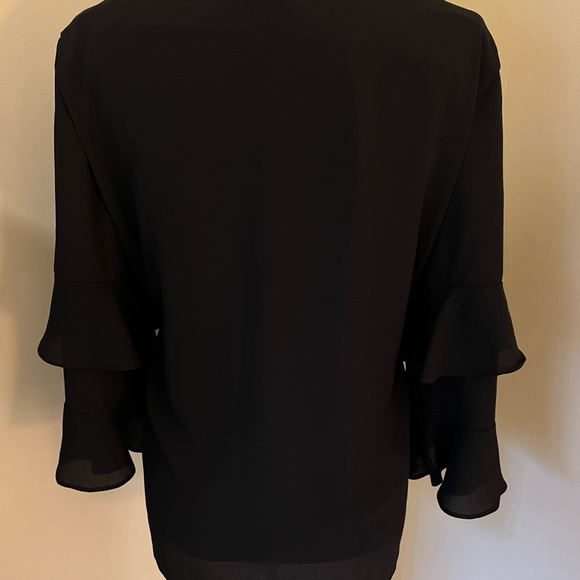 Calvin Klein Beautiful Black Blouse bell sleeve, sheer boat neck X-large - Picture 4 of 9
